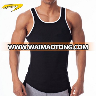 Slim Fit Curve Hem Singlets Men Fitness Clothes Gym Tank Tops