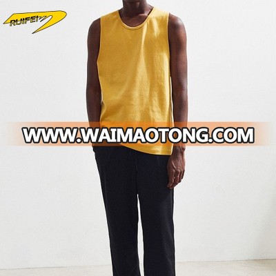 Mens Plain Blank Custom Logo Gym Tops Wholesale Yellow Tank Top