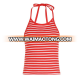 Womens Wholesale Stripe Halterneck Organic Cotton Tank Tops in Bulk